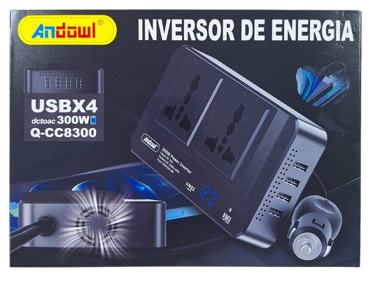 Power Up Anywhere with the Andowl 300W Car Inverter – 4 USB Ports for Fast & Reliable Charging On the Go