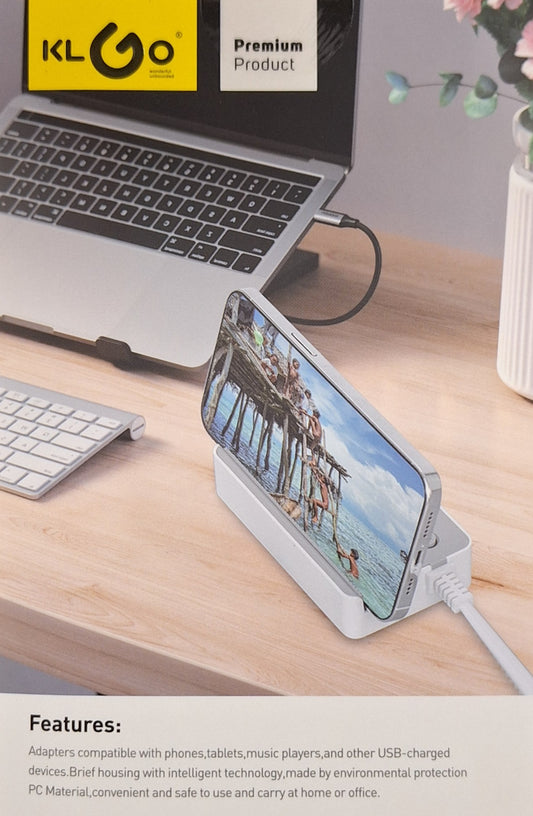 Multi-Port Power Socket With Phone Holder - 3USB+3PD 35 watts - Little Tokyo SA