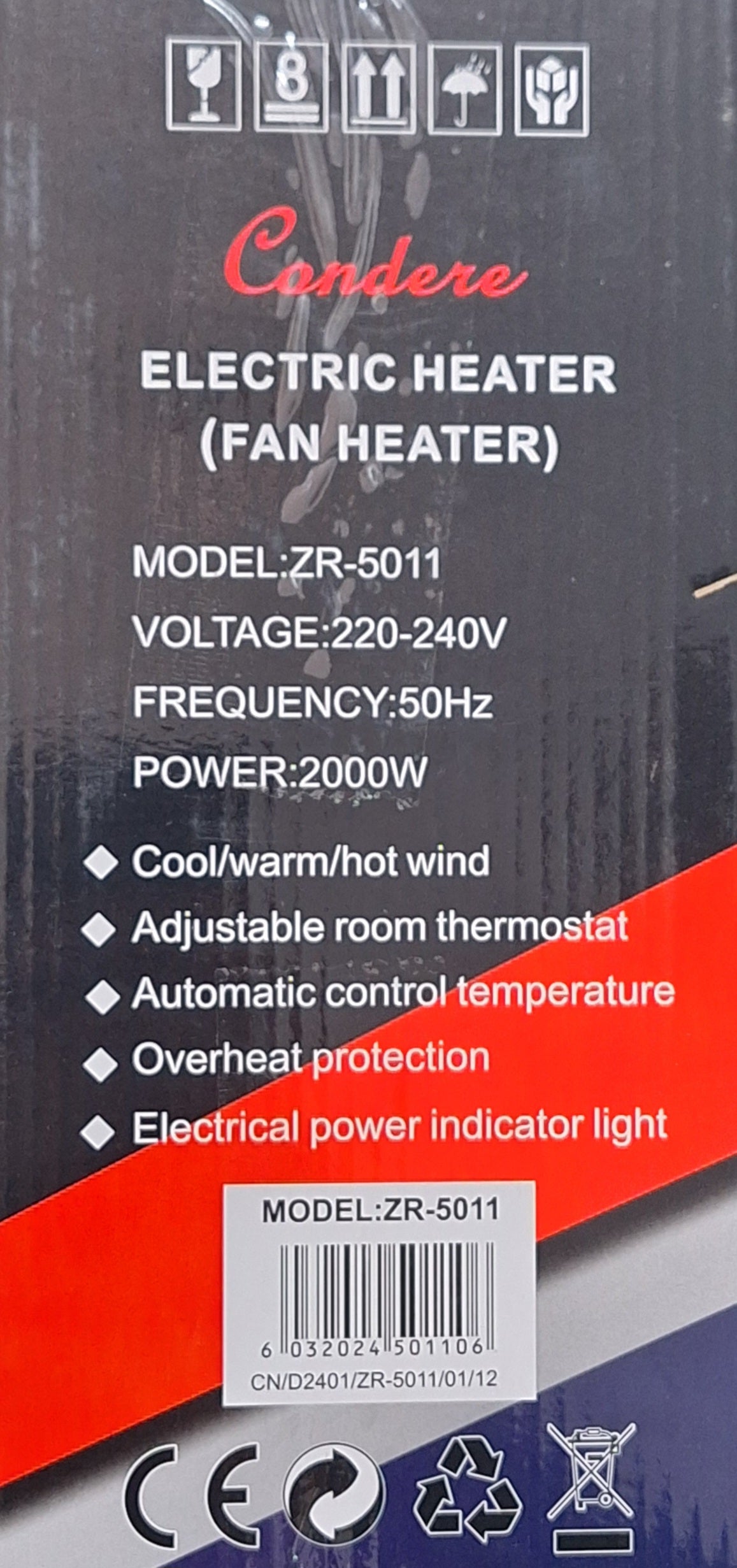 Condere Electric Fan Heater 2000 Watts - Little Tokyo SA
