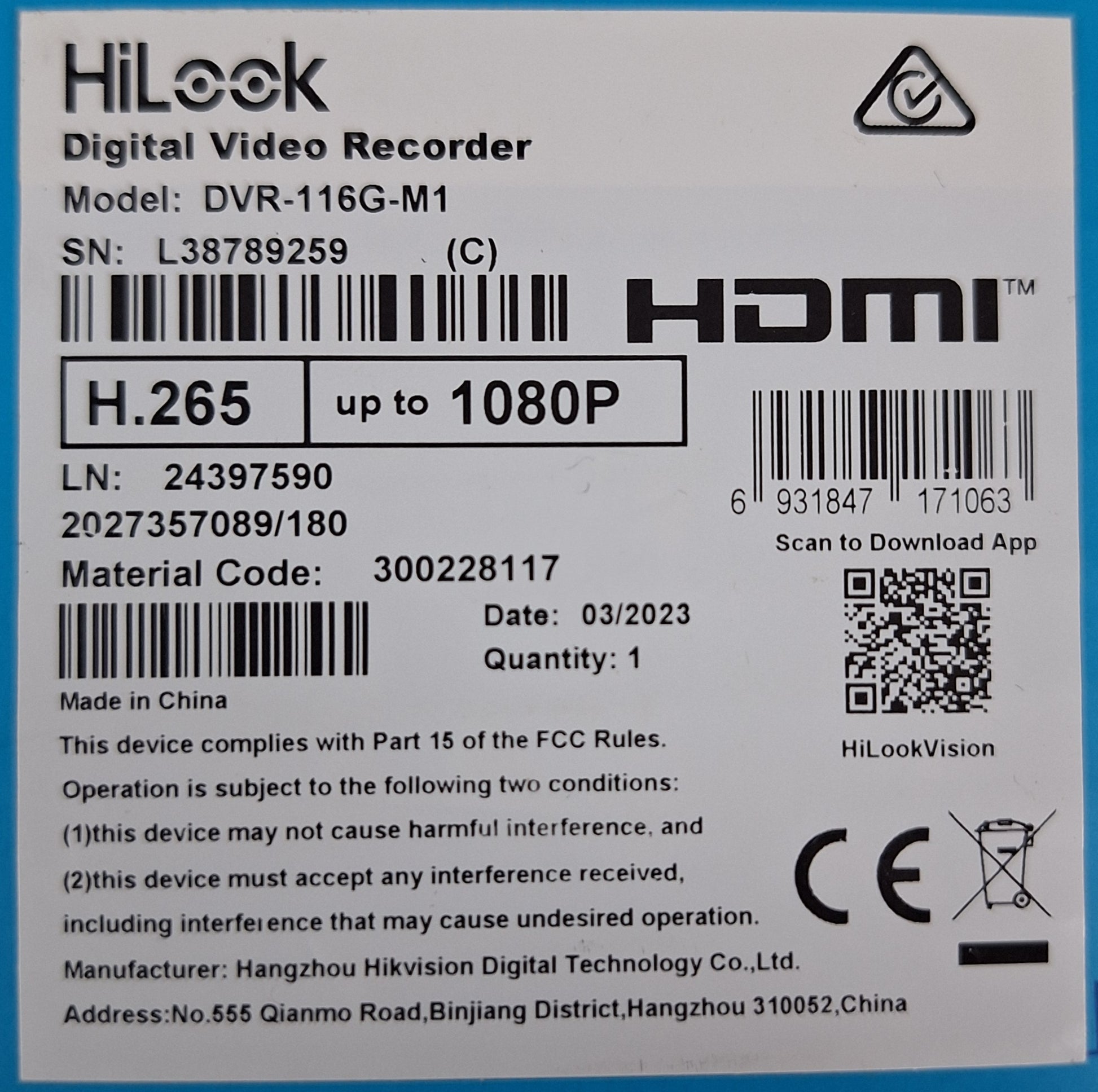 HiLook 16 Channel Turbo HD DRV - Little Tokyo SA