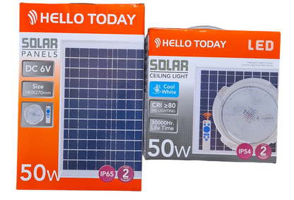 Hello Today LED Solar Ceiling Light 50 Watts With Panel - Little Tokyo SA