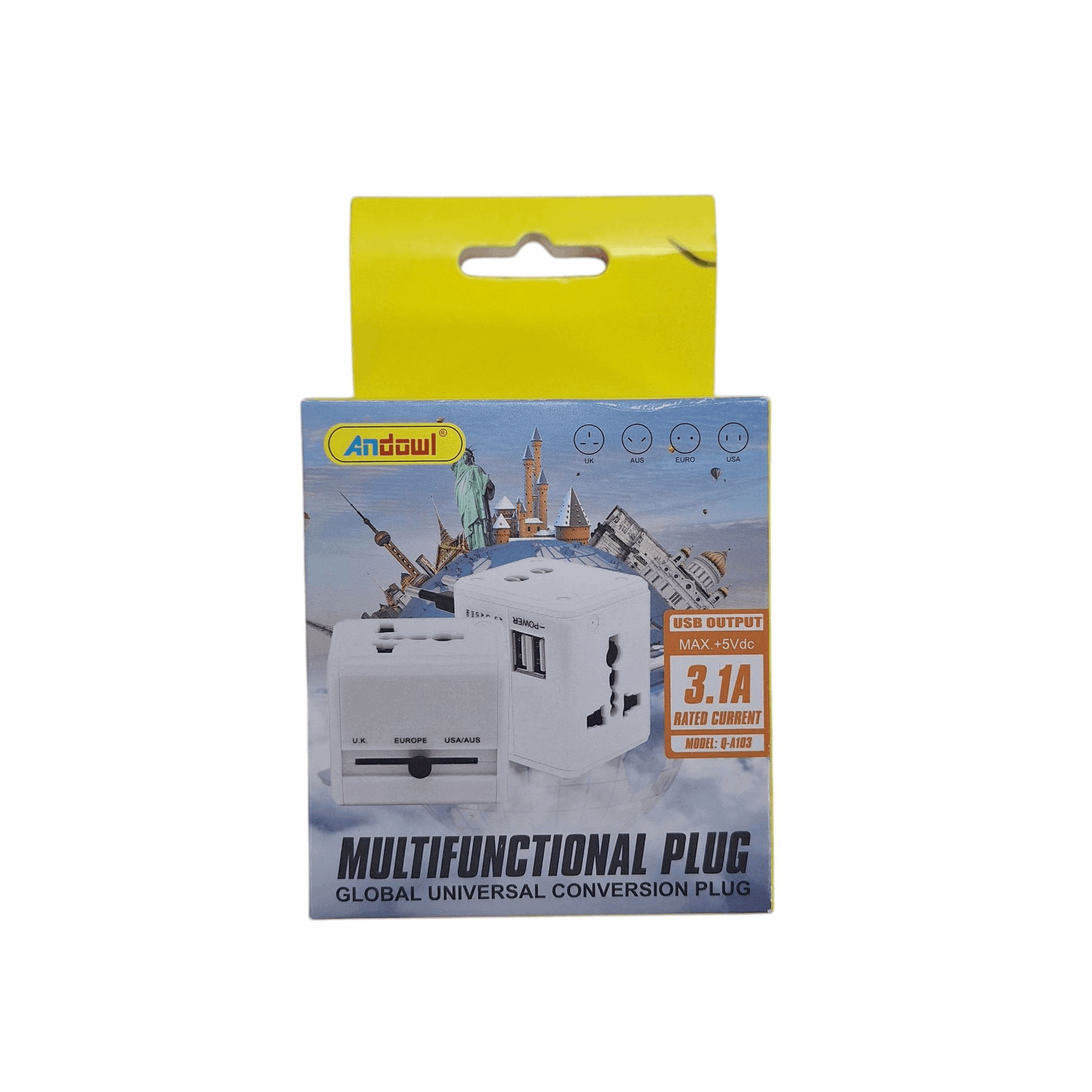 Multifunctional Global Universal Conversion Plug | 100-240V 50/60Hz | 5V DC | AC 6A Max | 3.1A Fast Charging