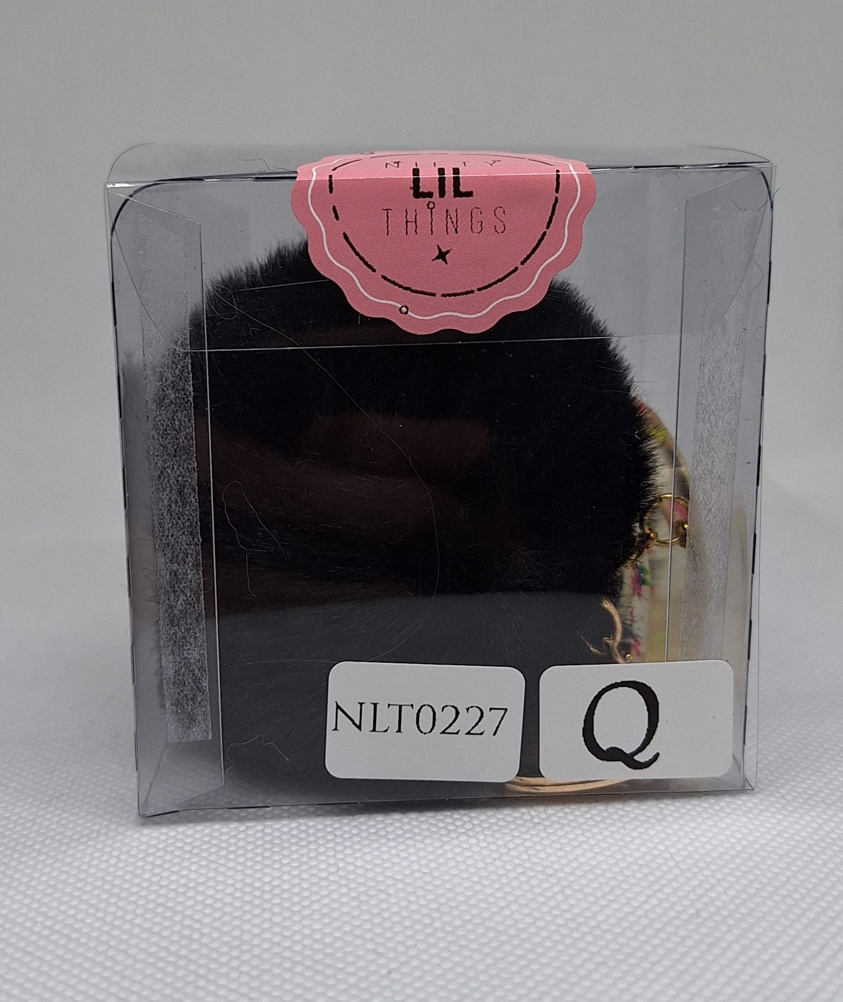 Custom Resin Letter Keychain With a Black Pom Pom - Q - Little Tokyo SA