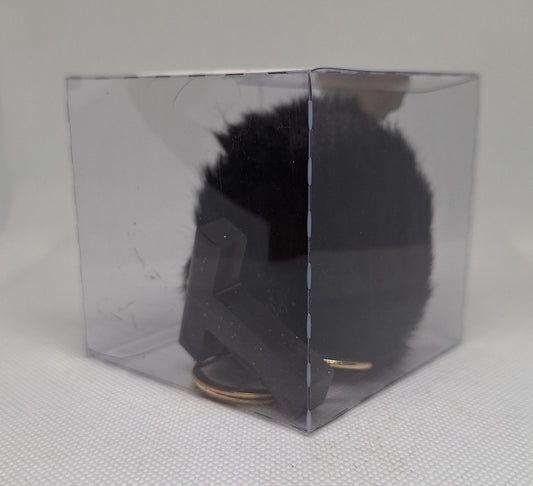 Custom Resin Letter Keychain With a Black Pom Pom - T - Little Tokyo SA