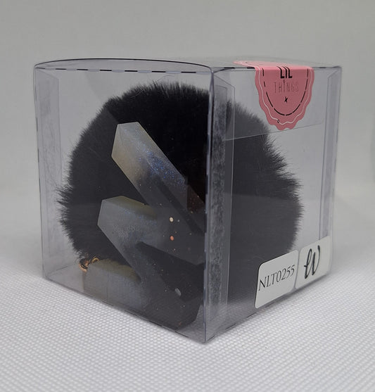Custom Resin Letter Keychain With a Black Pom Pom - W - Little Tokyo SA