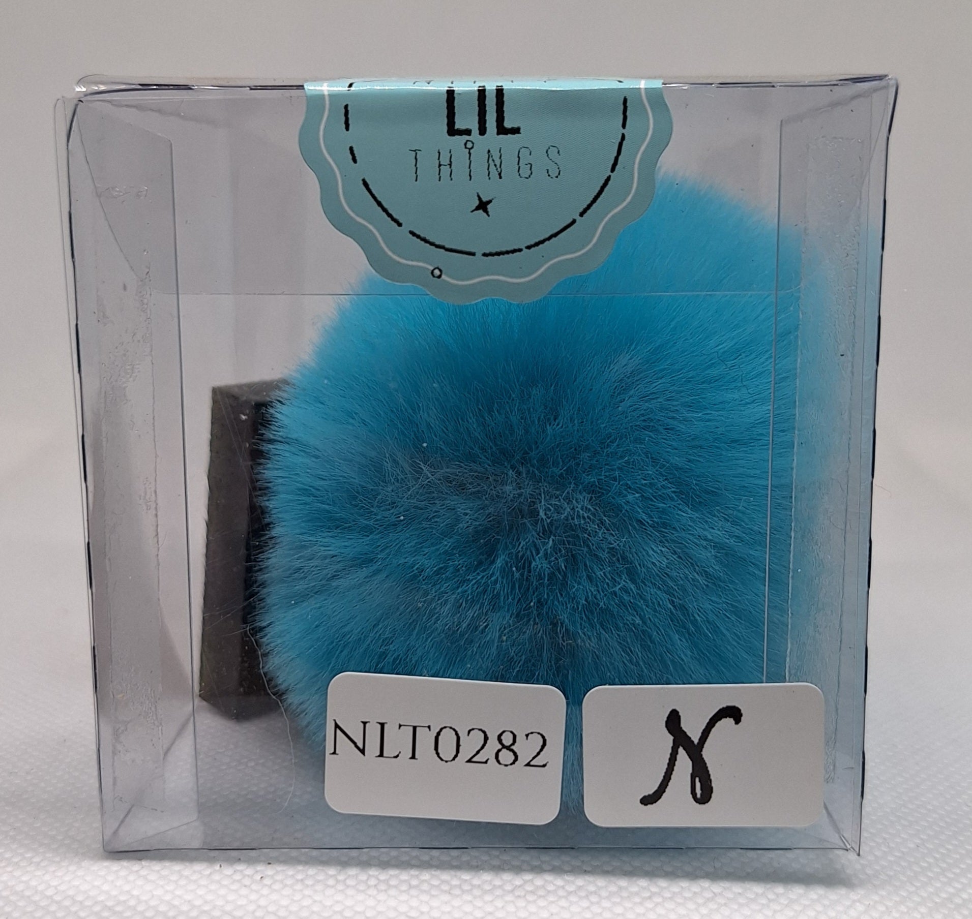 Custom Resin Letter Keychain With a Blue Pom Pom - N - Little Tokyo SA