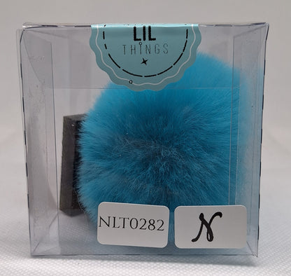 Custom Resin Letter Keychain With a Blue Pom Pom - N - Little Tokyo SA