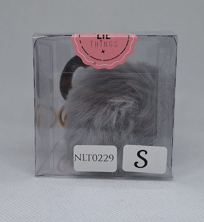 Custom Resin Letter Keychain With a Grey Pom Pom - S - Little Tokyo SA