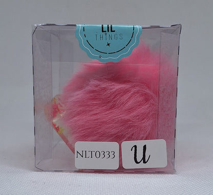 Custom Resin Letter Keychain With a Pink Pom Pom - U - Little Tokyo SA
