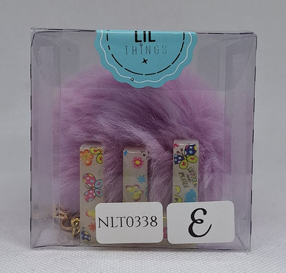 Custom Resin Letter Keychain With a Purple Pom Pom - E - Little Tokyo SA