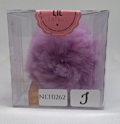 Custom Resin Letter Keychain With a Purple Pom Pom - I - Little Tokyo SA