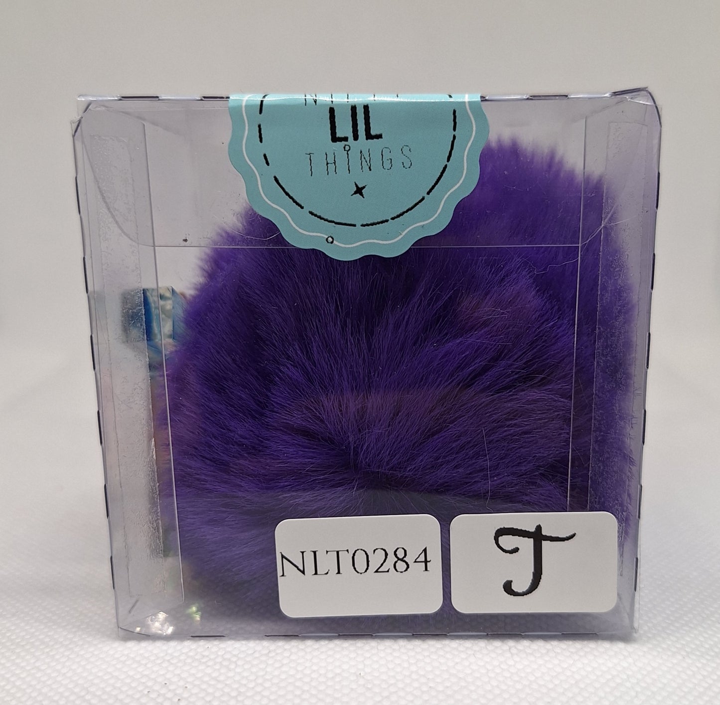 Custom Resin Letter Keychain With a Purple Pom Pom - T - Little Tokyo SA