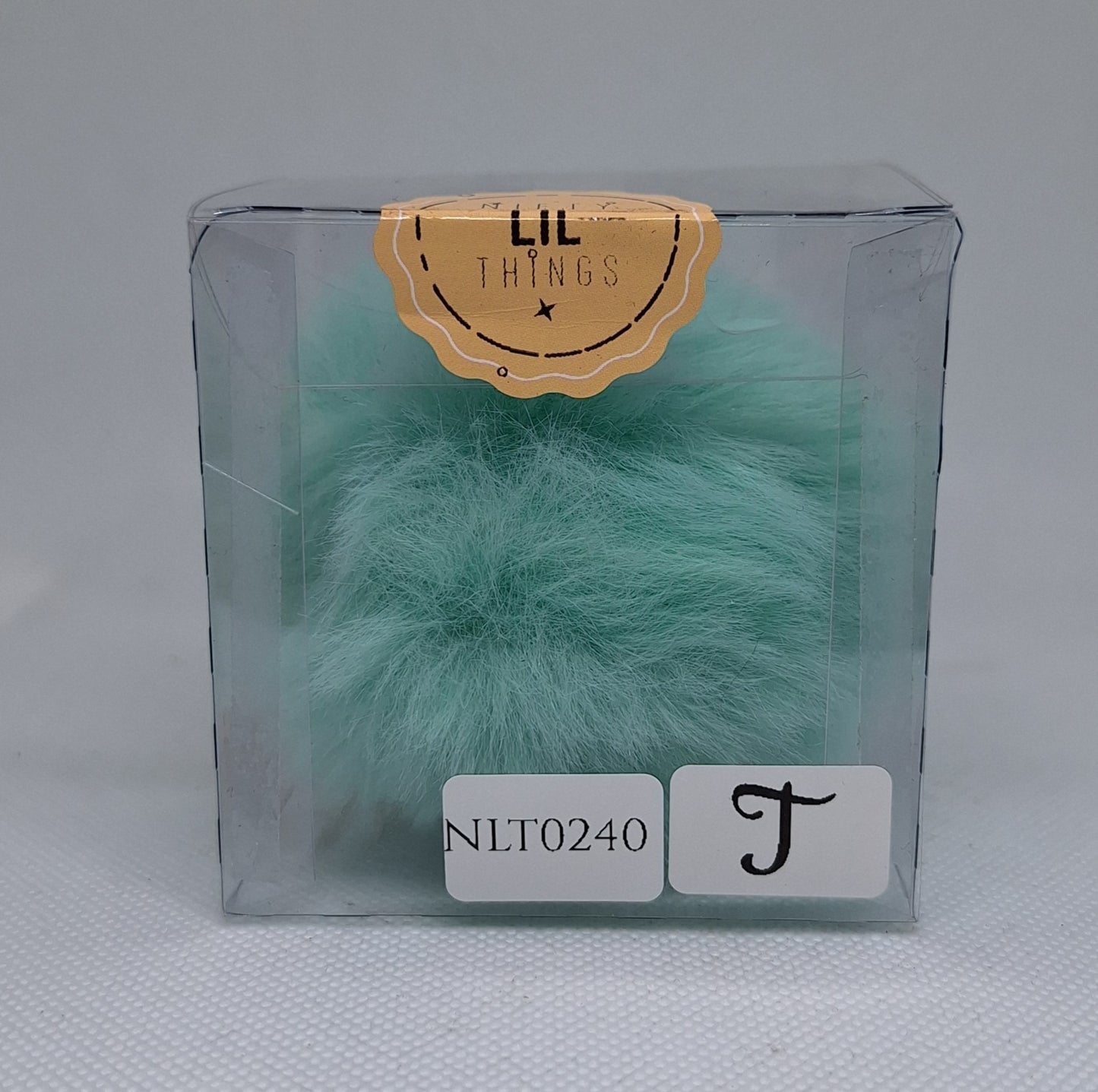 Custom Resin Letter Keychain With a Turquoise Pom Pom - T - Little Tokyo SA