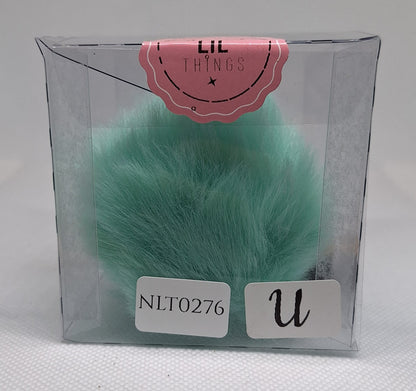 Custom Resin Letter Keychain With a Turquoise Pom Pom - U - Little Tokyo SA