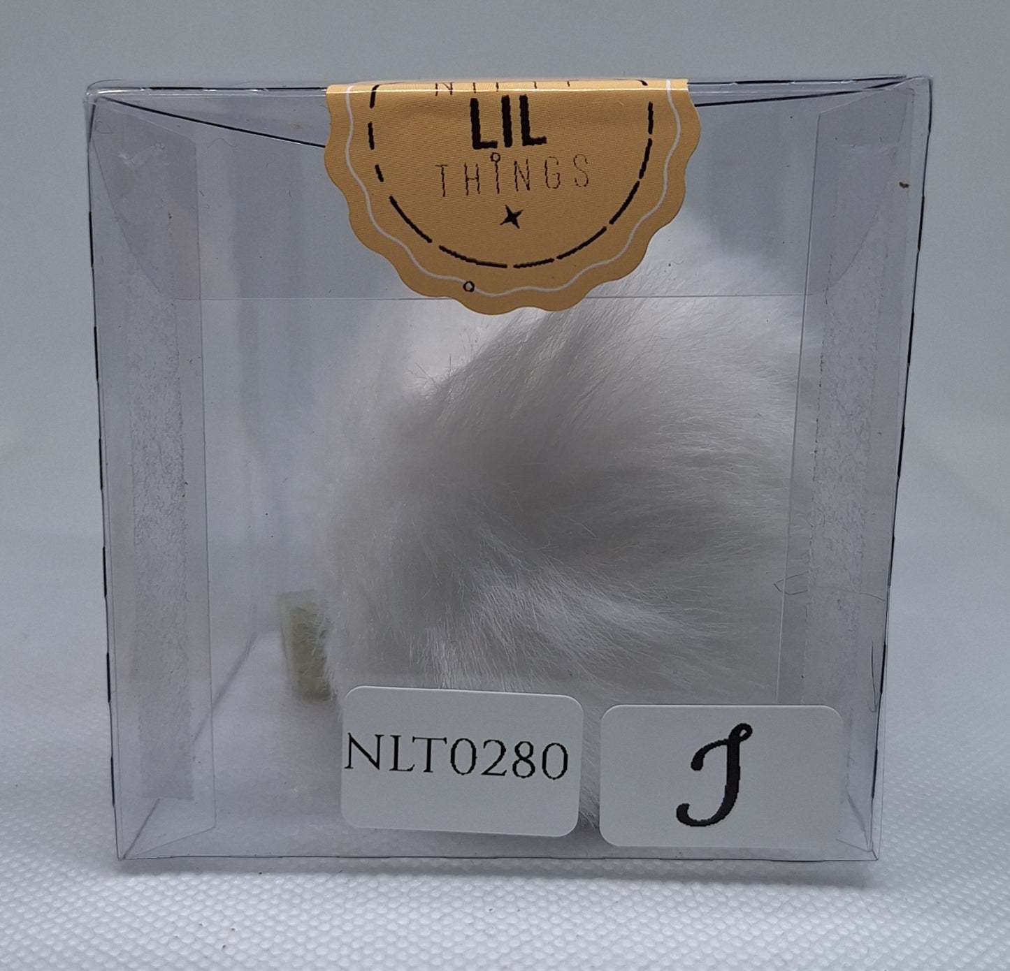Custom Resin Letter Keychain With a White Pom Pom - I - Little Tokyo SA