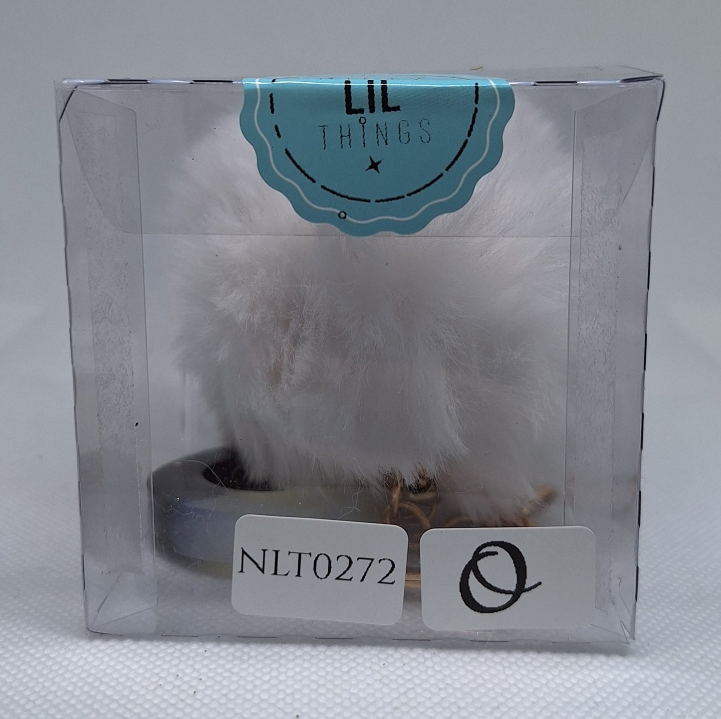 Custom Resin Letter Keychain With a White Pom Pom - O Custom Resin Letter Keychain With a White Pom Pom - O