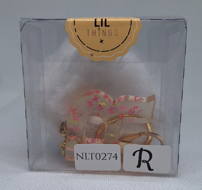 Custom Resin Letter Keychain With a White Pom Pom - R - Little Tokyo SA