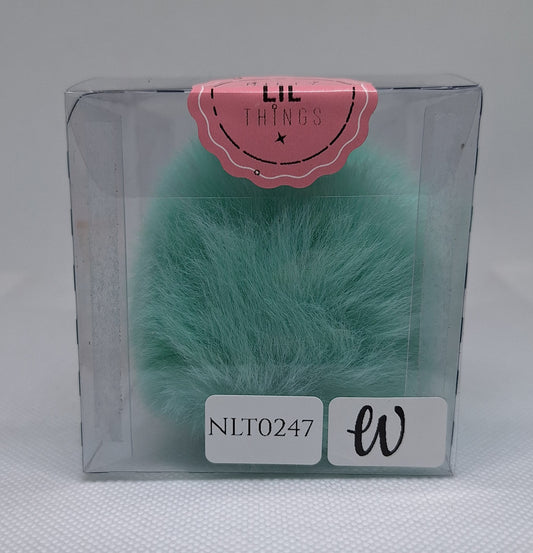 Custom Resin Letter Keychain With a Baby Blue Pom Pom - W - Little Tokyo SA