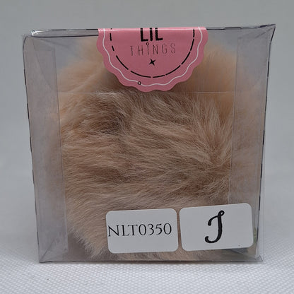 Custom Resin Letter Keychain With a Beige Pom Pom - I - Little Tokyo SA