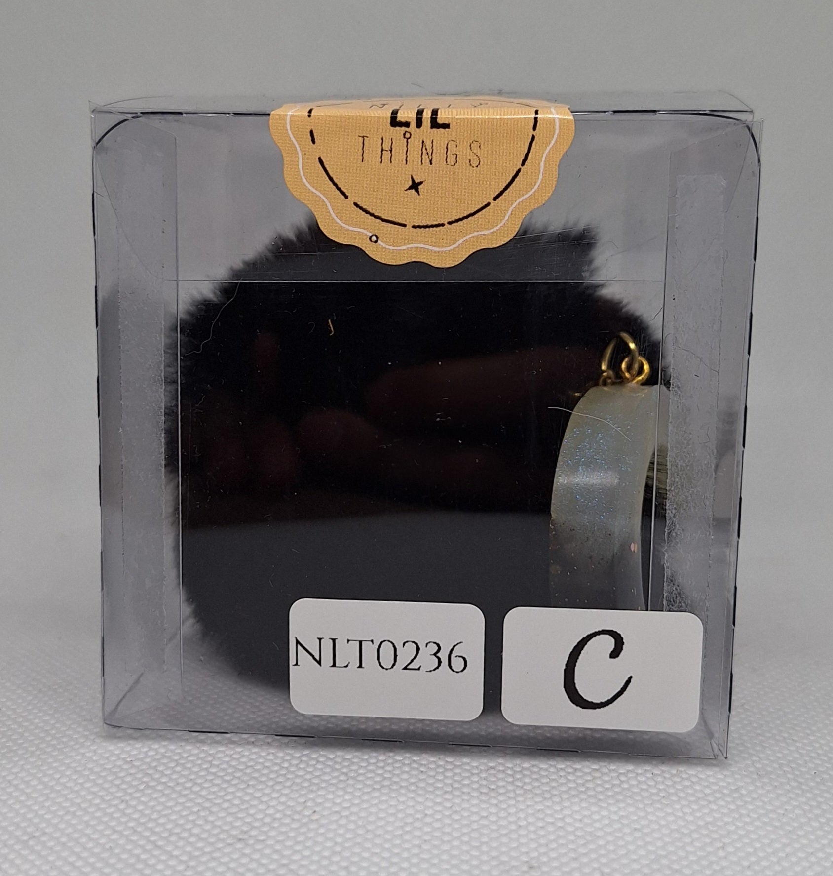 Custom Resin Letter Keychain With a Black Pom Pom - C - Little Tokyo SA