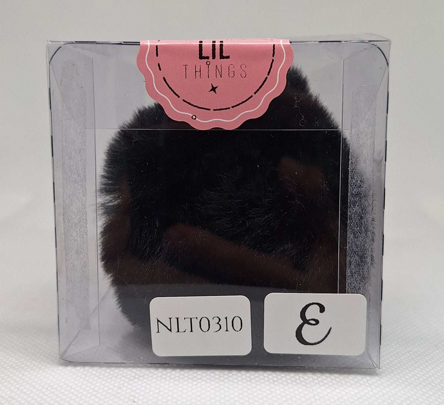 Custom Resin Letter Keychain With a Black Pom Pom - E - Little Tokyo SA