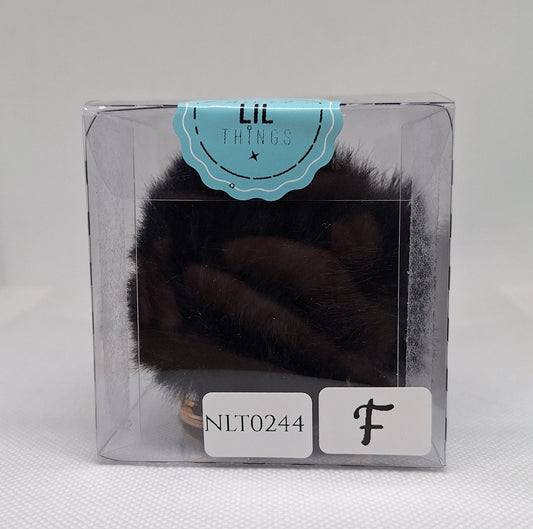 Custom Resin Letter Keychain With a Black Pom Pom - F - Little Tokyo SA