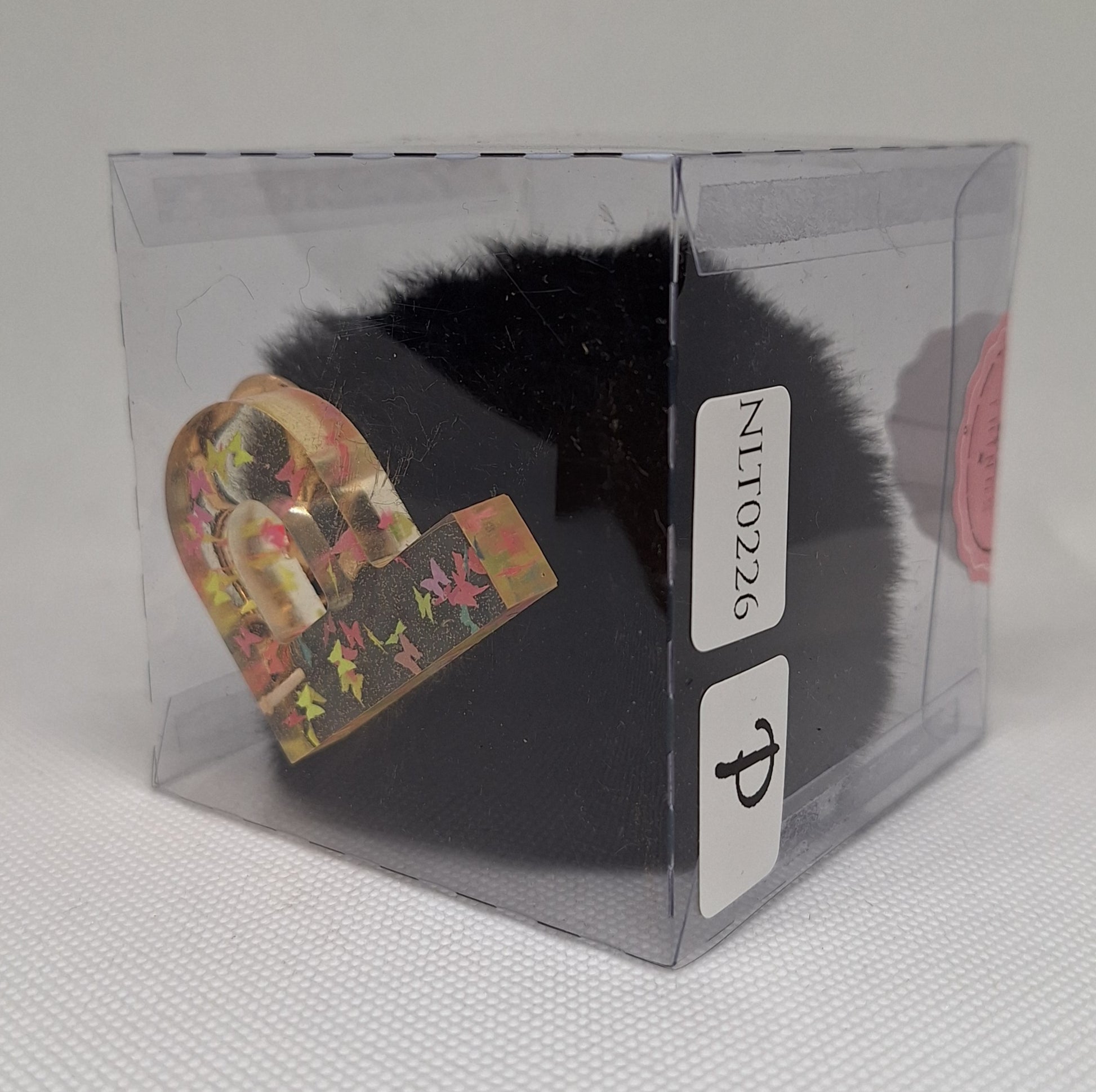 Custom Resin Letter Keychain With a Black Pom Pom - P - Little Tokyo SA