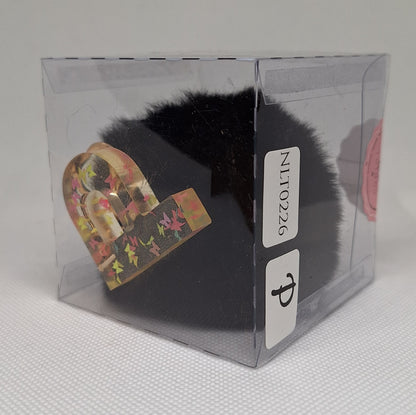 Custom Resin Letter Keychain With a Black Pom Pom - P - Little Tokyo SA