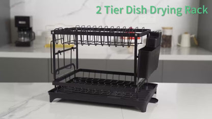 2-Tier Dish Drying Rack for Kitchen Counter