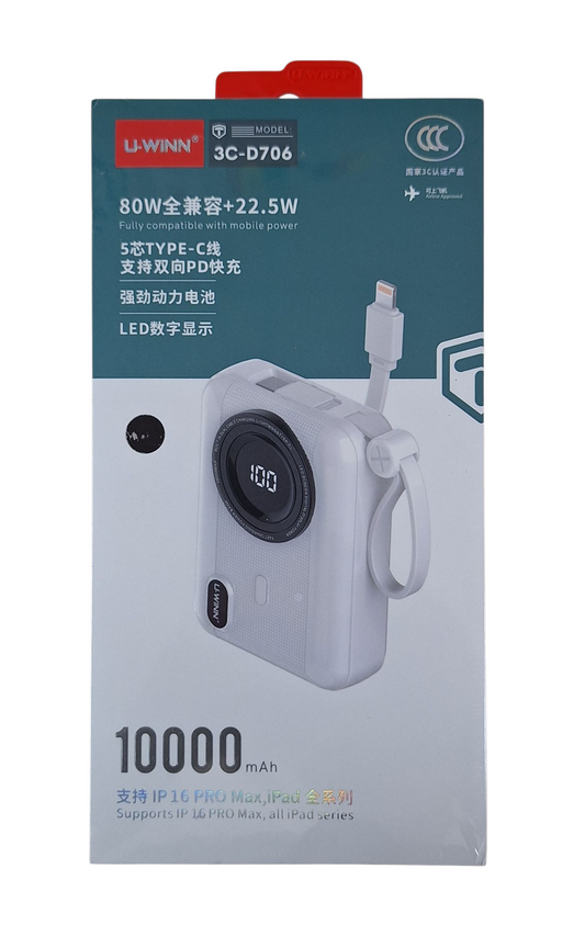Ultimate 10000mAh Power Bank – Fast Charging, Multi-Device Compatibility & Compact Design Type C & Lighting
