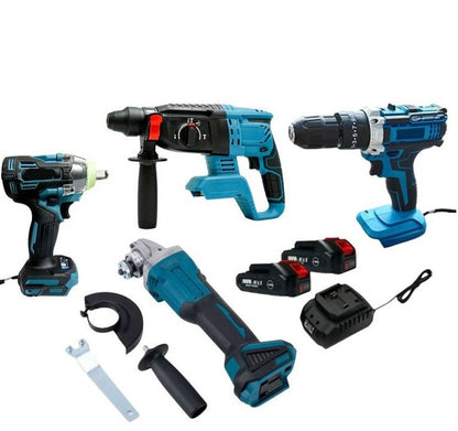 XF0818 Set Of Impact Wrench,Angle Grinder,Hammer Drill, Electric Drill With 2 48V Batteries