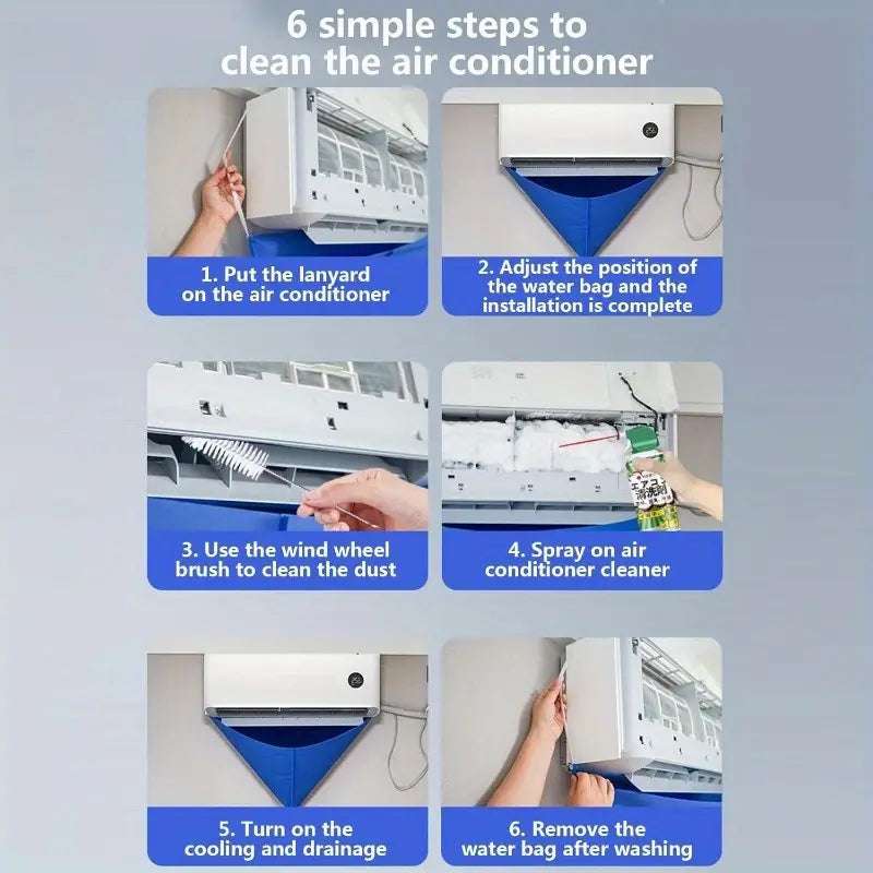 3-Piece Air Conditioning Cleaning Kit with Reusable Plastic Water Collection Bag
