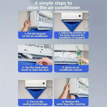 3-Piece Air Conditioning Cleaning Kit with Reusable Plastic Water Collection Bag
