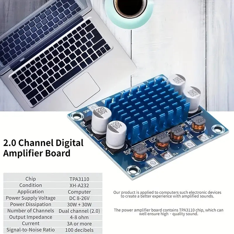30W+30W 2.0 Channel Digital Stereo Audio Power Amplifier Board - Little Tokyo SA