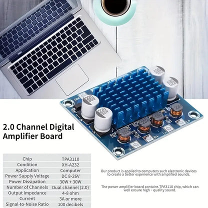 30W+30W 2.0 Channel Digital Stereo Audio Power Amplifier Board - Little Tokyo SA