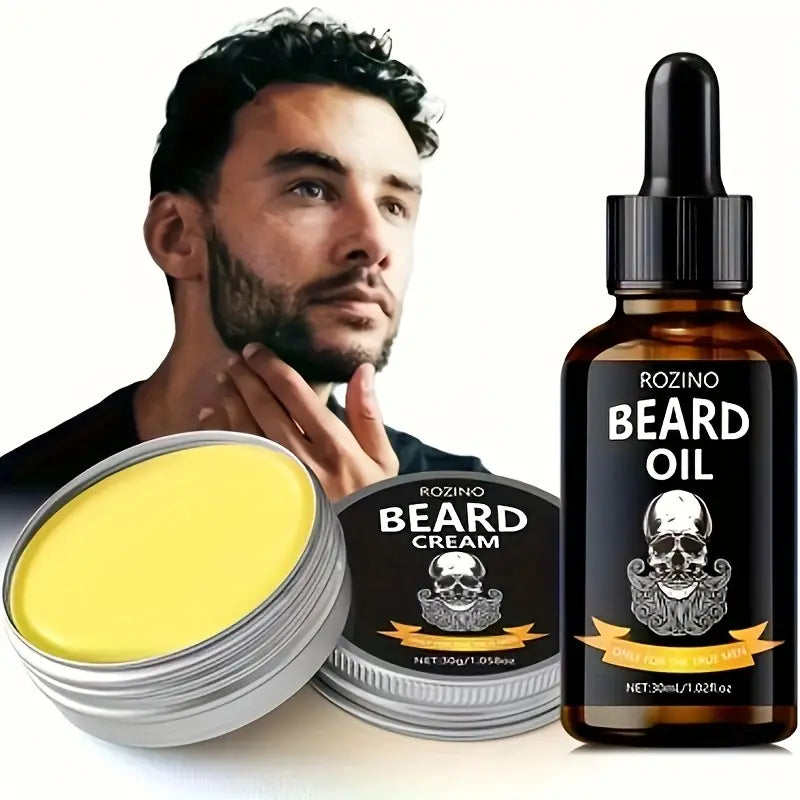 3pcs Beard Essential Oil Balm And Brush Combination Set - Little Tokyo SA