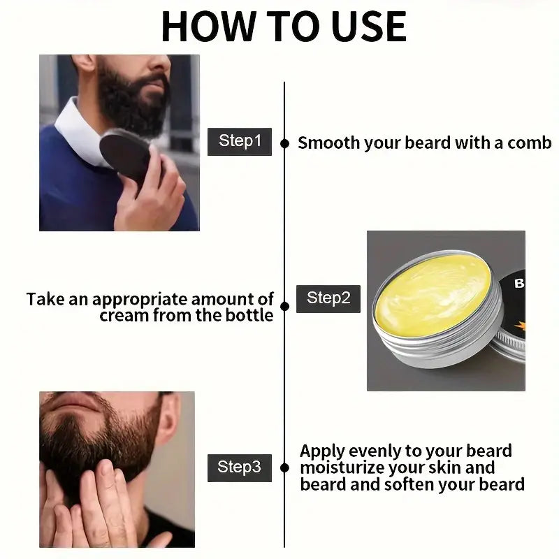 3pcs Beard Essential Oil Balm And Brush Combination Set - Little Tokyo SA