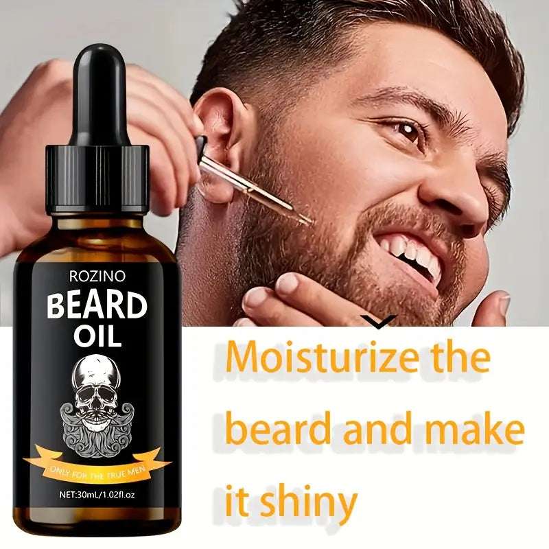 3pcs Beard Essential Oil Balm And Brush Combination Set