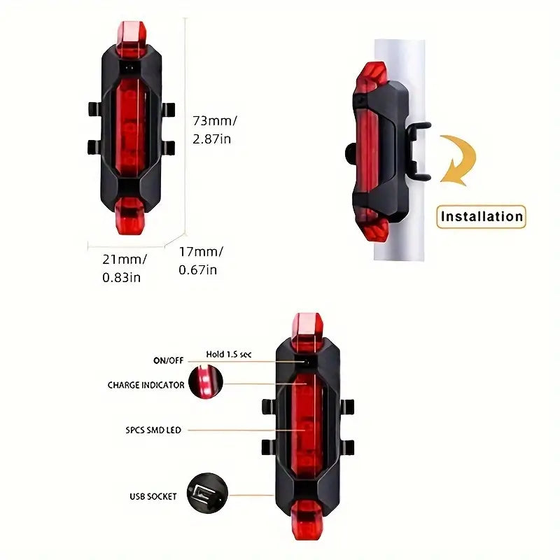 USB Rechargeable LED Bike Tail Light - Little Tokyo SA