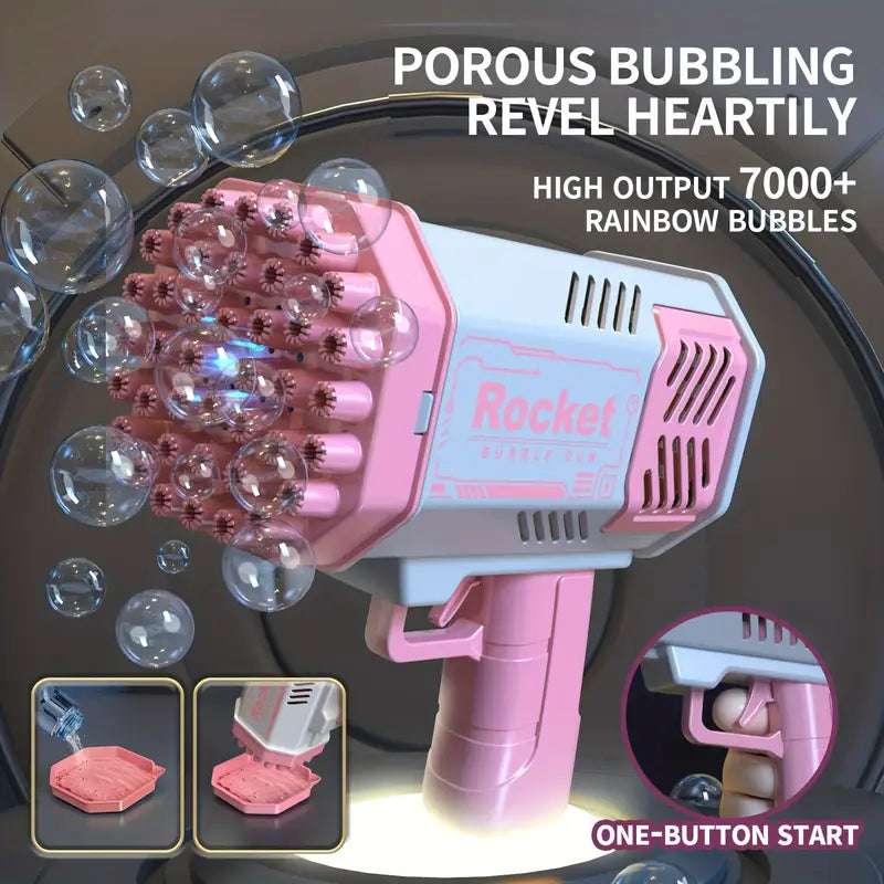 Children's 40 Hole Rocket Launcher Handheld Portable Electric Automatic Bubble Gun