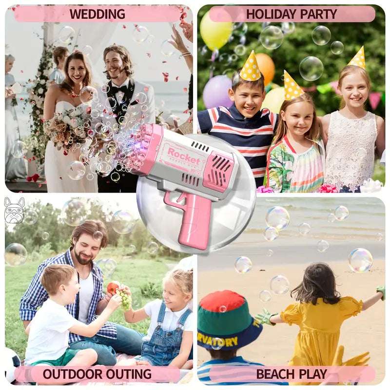 Children's 40 Hole Rocket Launcher Handheld Portable Electric Automatic Bubble Gun