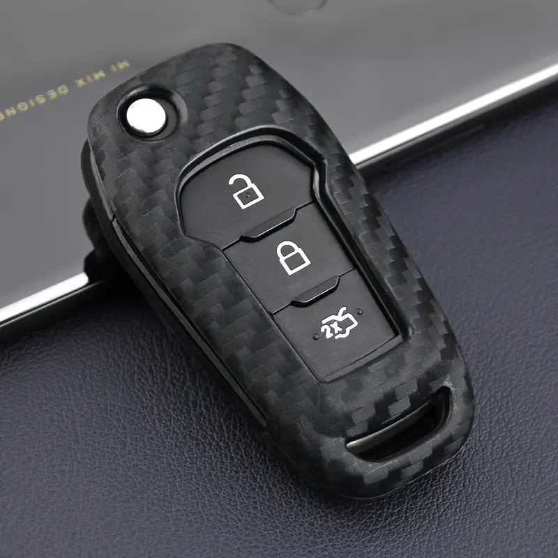 1pc Silicone Carbon Look Car Key Case Cover For Ford Vehicles - Little Tokyo SA