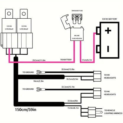Easy-Install H4 Headlight Relay Wiring Kit - Little Tokyo SA