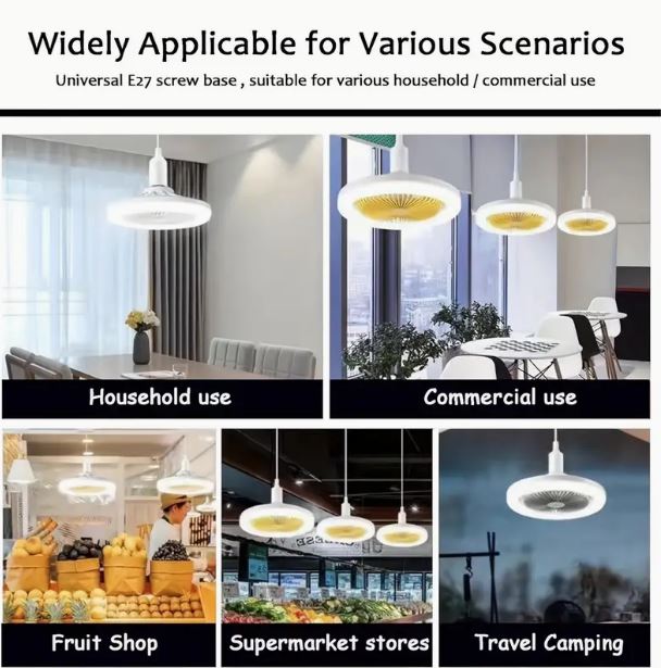 9.25-inch E27 Screw Fitting Ceiling Mounted Fan Light with Remote, Dimmable Suitable for Various Rooms, 110V-240V - Little Tokyo SA