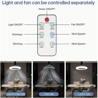 9.25-inch E27 Screw Fitting Ceiling Mounted Fan Light with Remote, Dimmable Suitable for Various Rooms, 110V-240V - Little Tokyo SA