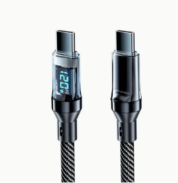 1m 120W Powerhouse Charge Cable - 6Amp Super Fast with Real-Time LCD Display - Durable USB PD Type C - Little Tokyo SA