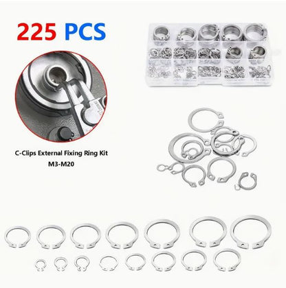 225pcs C-Clips External Fixing Ring Kit - Little Tokyo SA