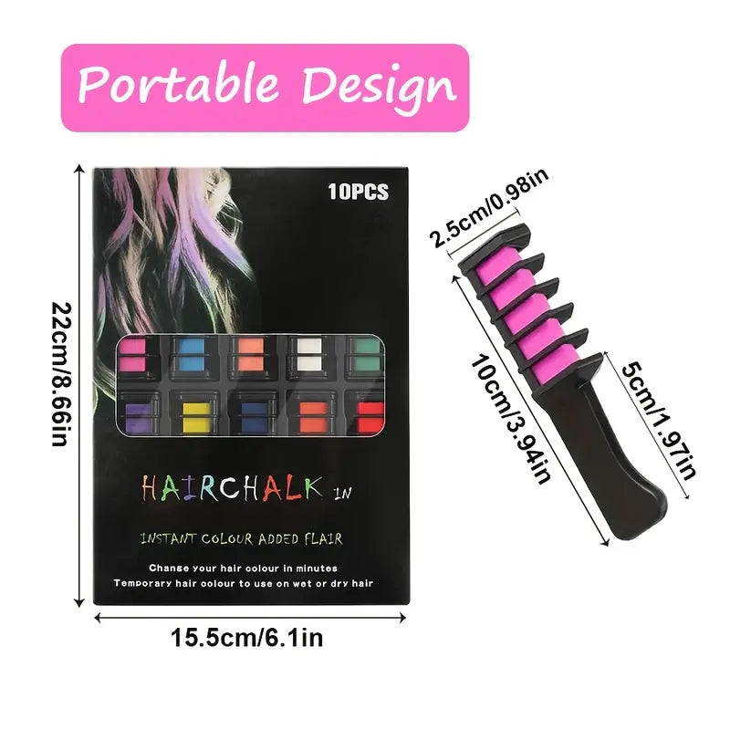 10-Color Hair Chalk Comb - Little Tokyo SA