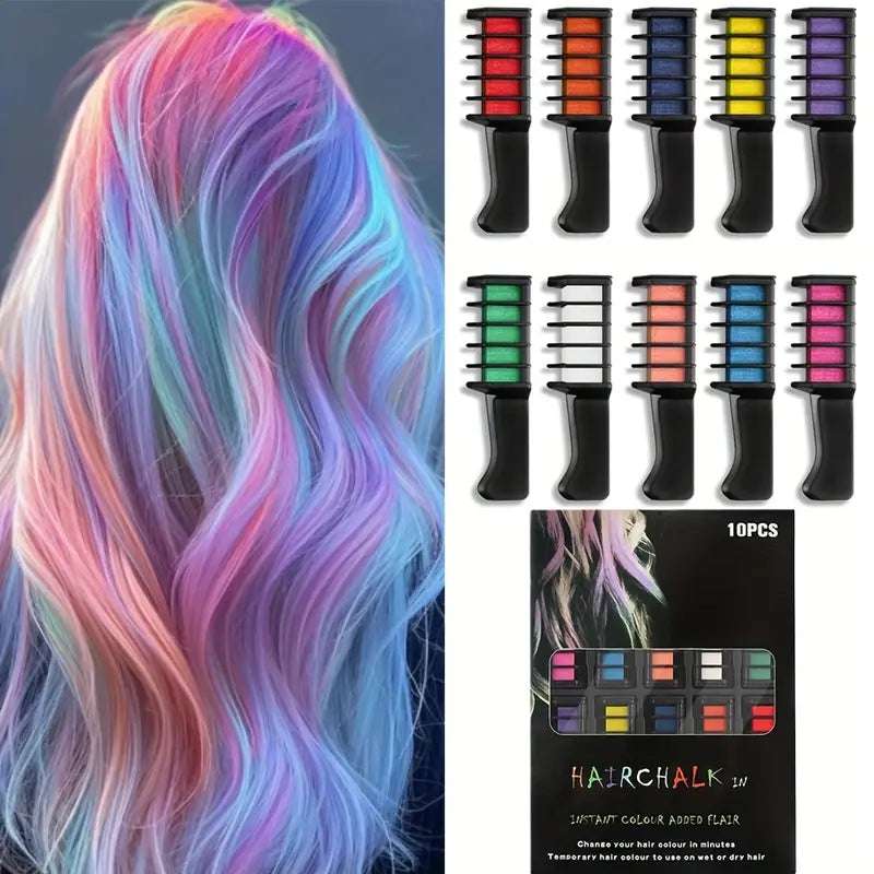 10-Color Hair Chalk Comb