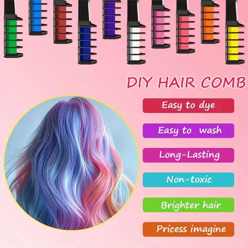 10-Color Hair Chalk Comb